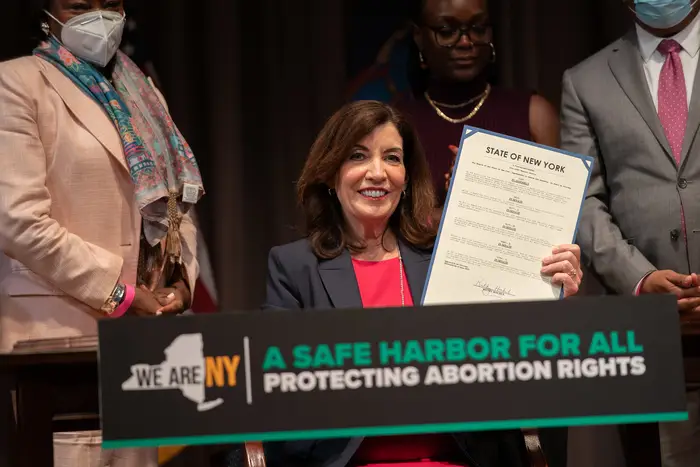 Gov. Kathy Hochul signs abortion legislative package at Cooper Union in Manhattan, June 13th, 2022.